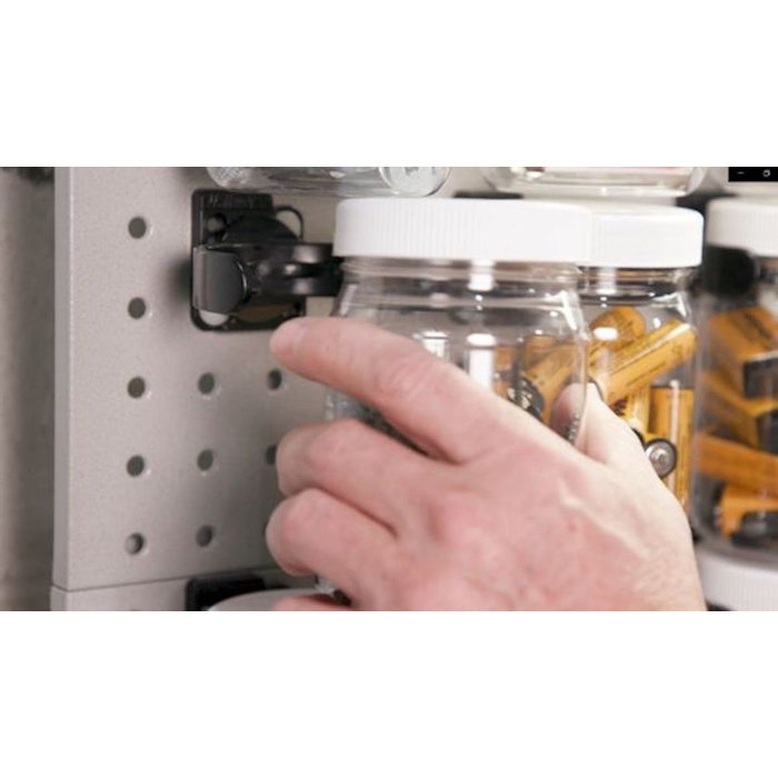 Wallwerx Pegboard Storage Container, 12 X 16oz Plastic Jars And Modular